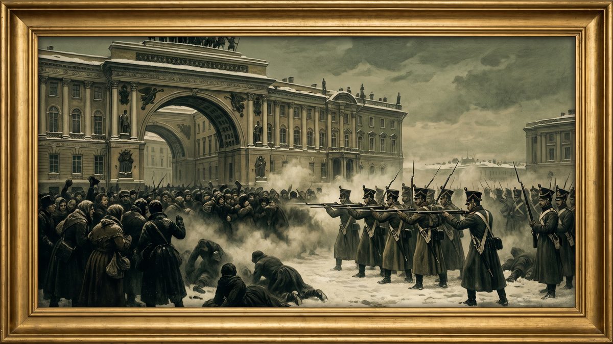 ロシアで血の日曜日事件が起こる（第1次ロシア革命）のイラスト