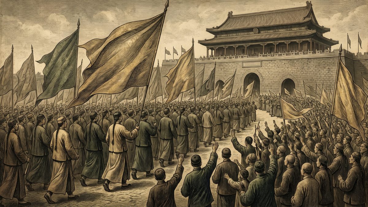 中国で五・四運動が起こるのイラスト