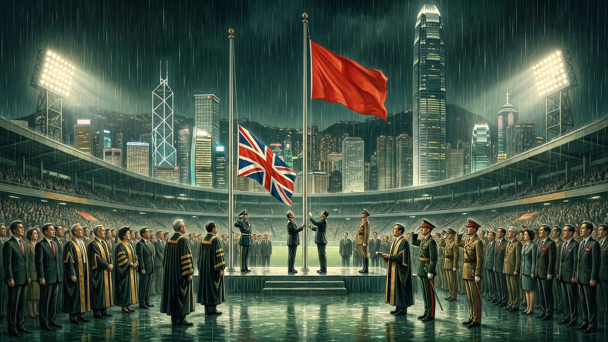 香港が中国に返還されるのイラスト